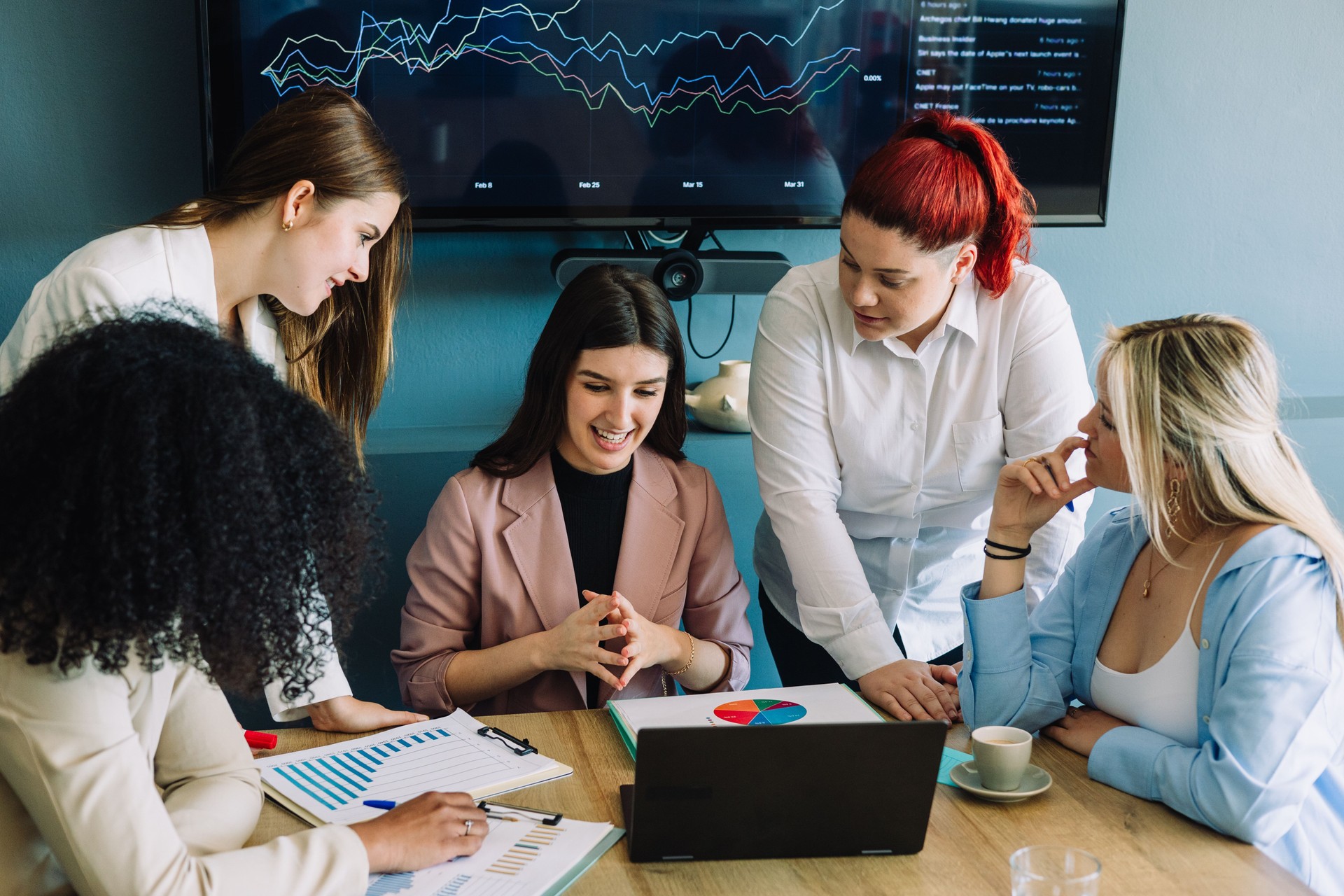 Group of girls creating a startup